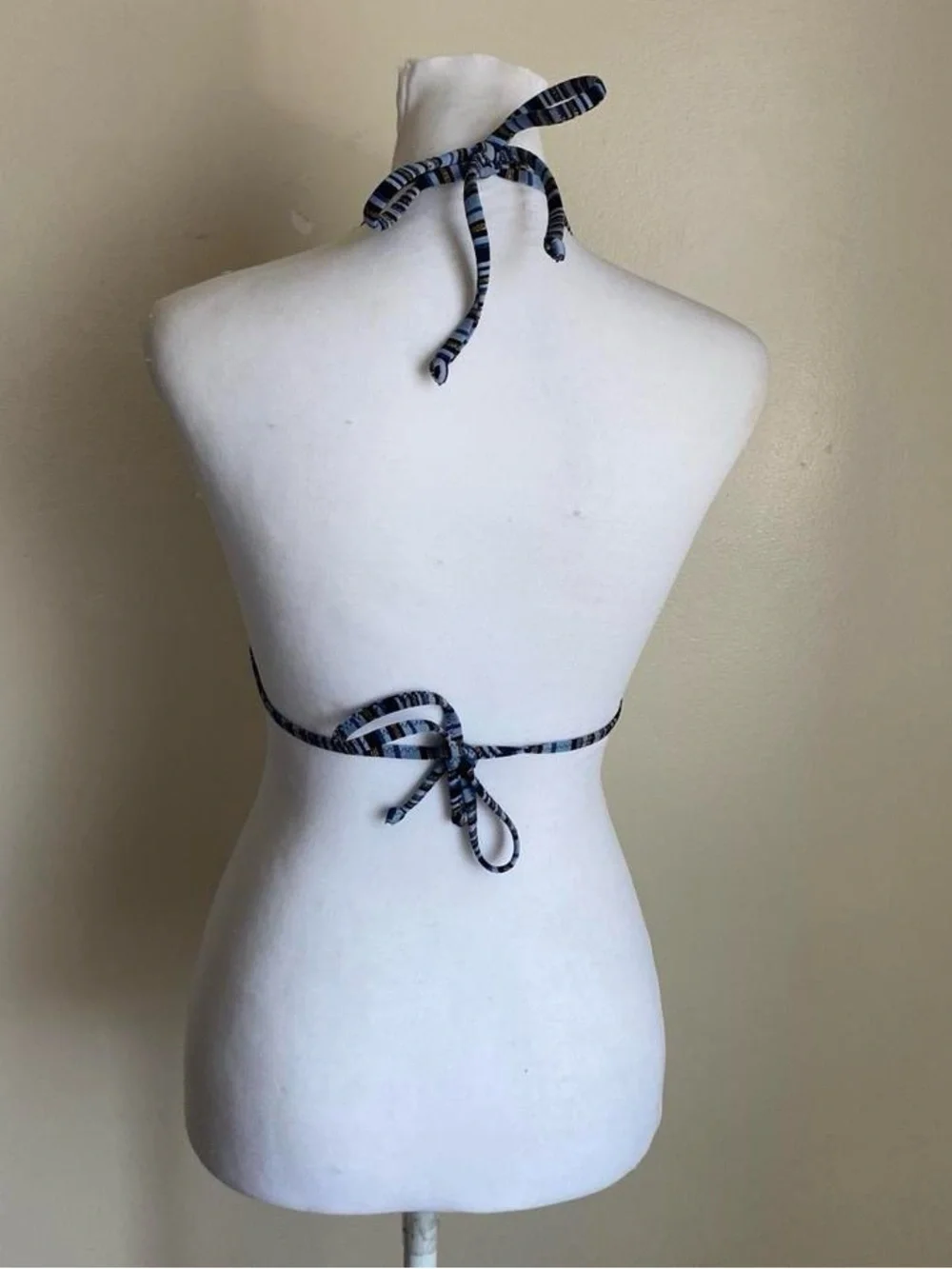 Vintage Y2K blue sparkly striped bikini top